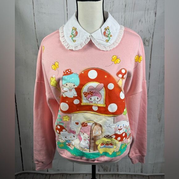 Sanrio Tops - Sanrio Hello Kitty and Friends Strawberry Shortcake Pink Sweatshirt Collared